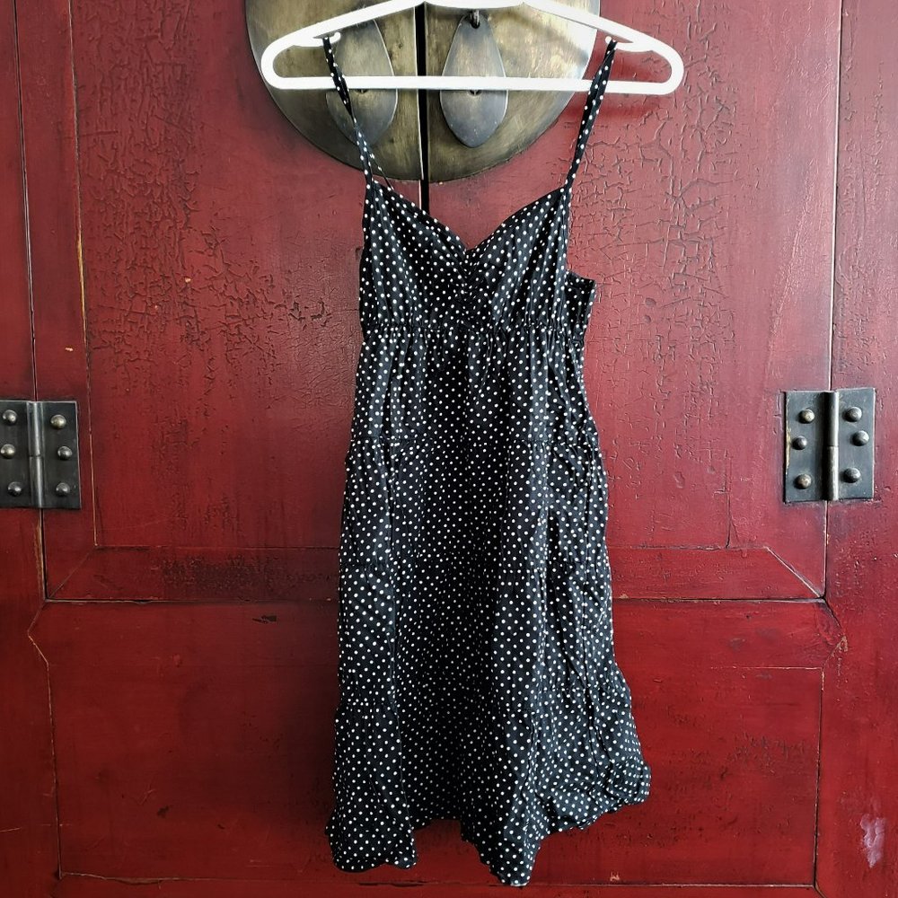 H&M Black White Polka Dot Midi Sun Dress- Size 4